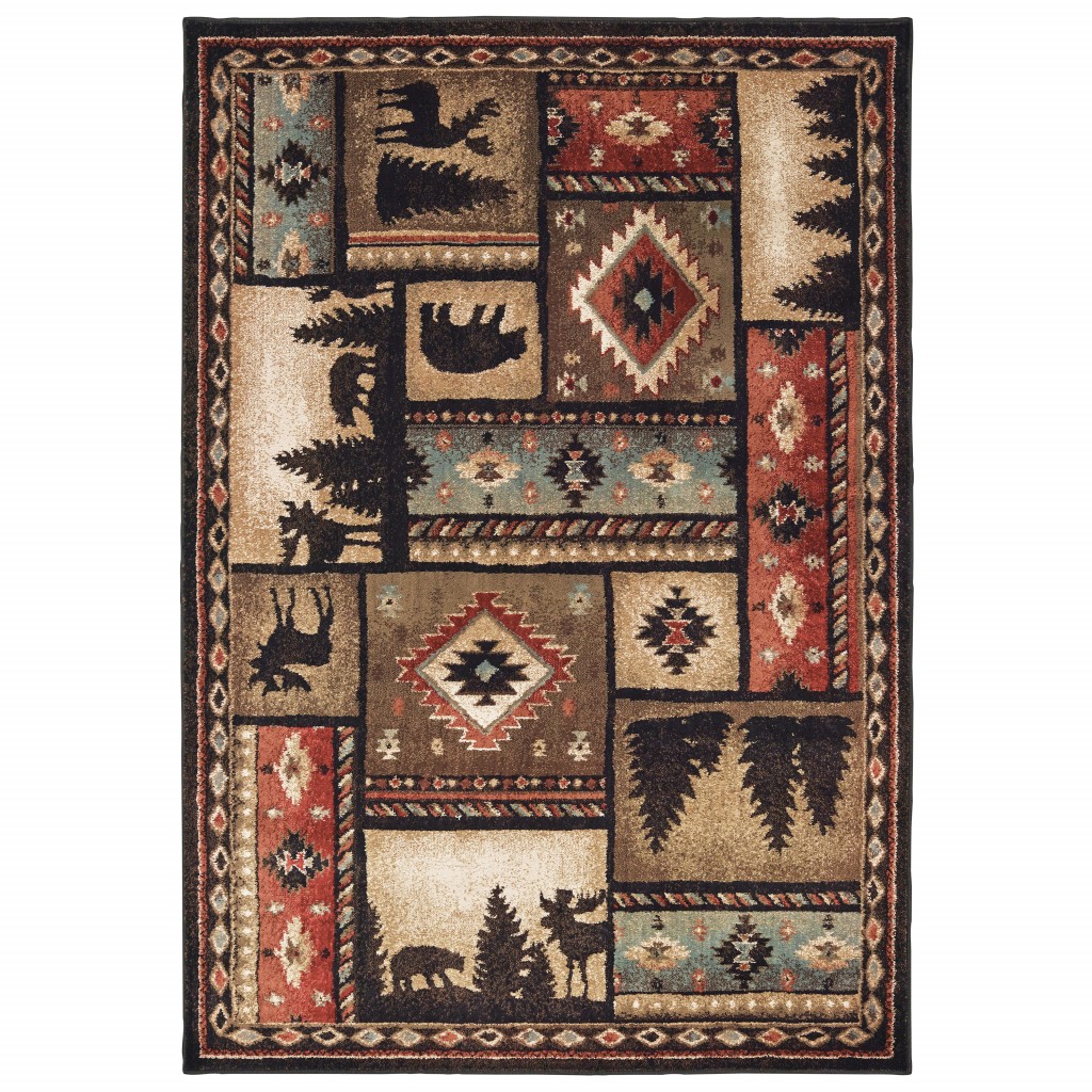 Picture of HomeRoots 388863 4 x 6 ft. Black & Brown Nature Lodge Area Rug