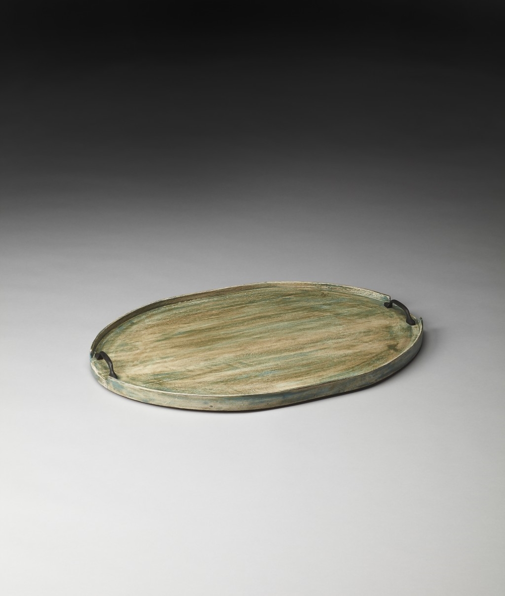 Picture of HomeRoots 388900 1.5 x 26.5 x 18.5 in. Distressed Green Wood Serving Tray