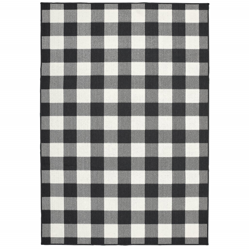 2 x 4 ft. Black & Ivory Gingham Indoor & Outdoor Area Rug