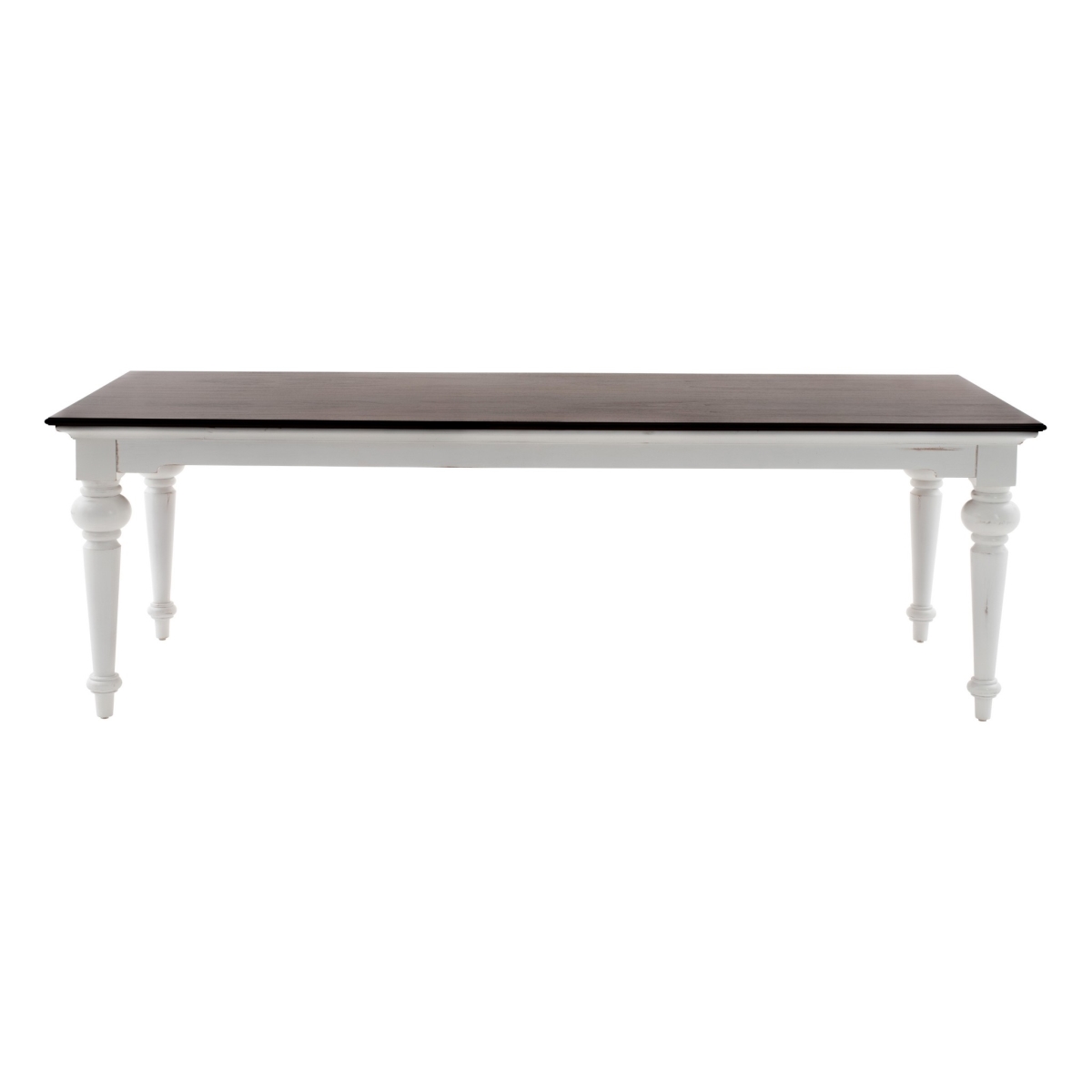 397669 94 in. Rustic Modern Farmhouse Dining Table, White Distress & Deep Brown