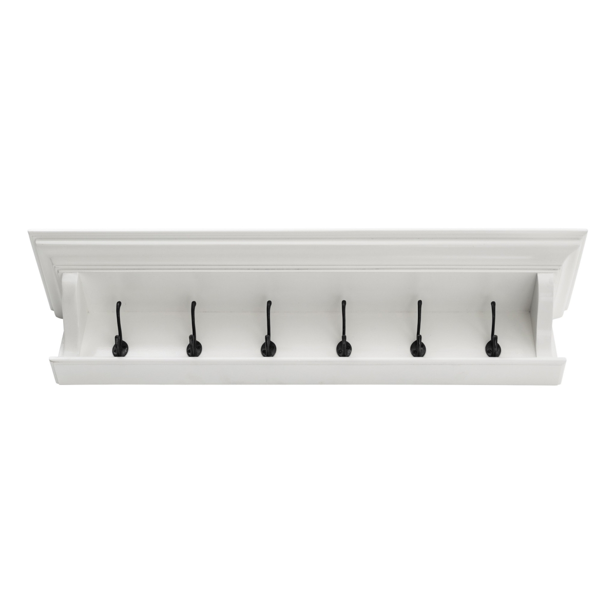 397775 Classic Wood Wide Six Hook Coat Rack - White