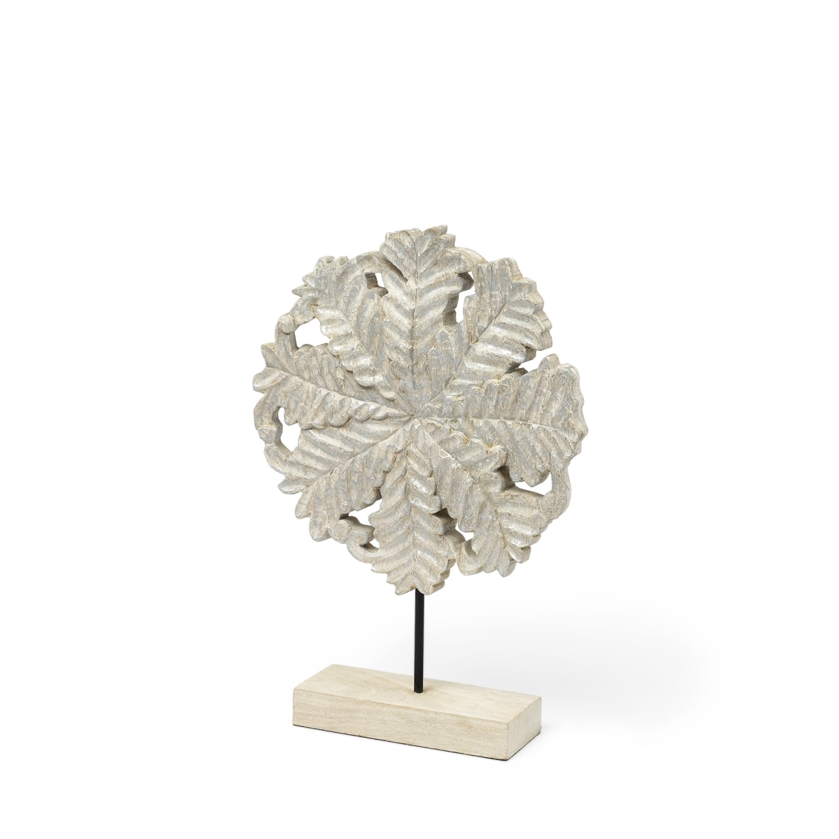 Petite Wood & Metal Floral Decor Piece, White