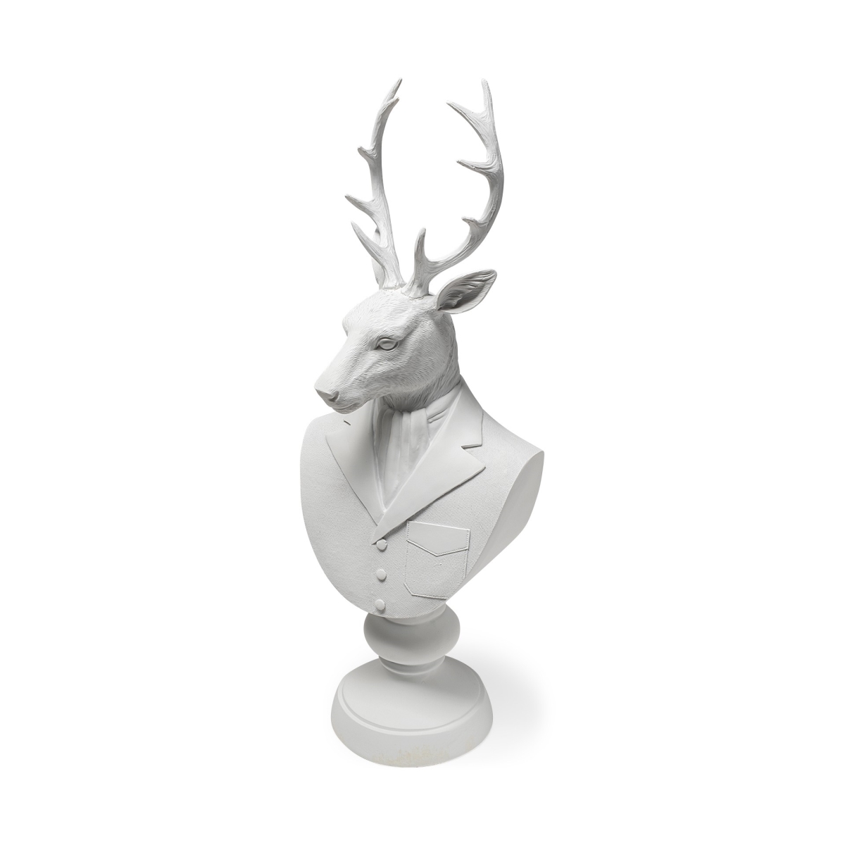 392442 Resin Suited Deer Bust Decor Piece, White