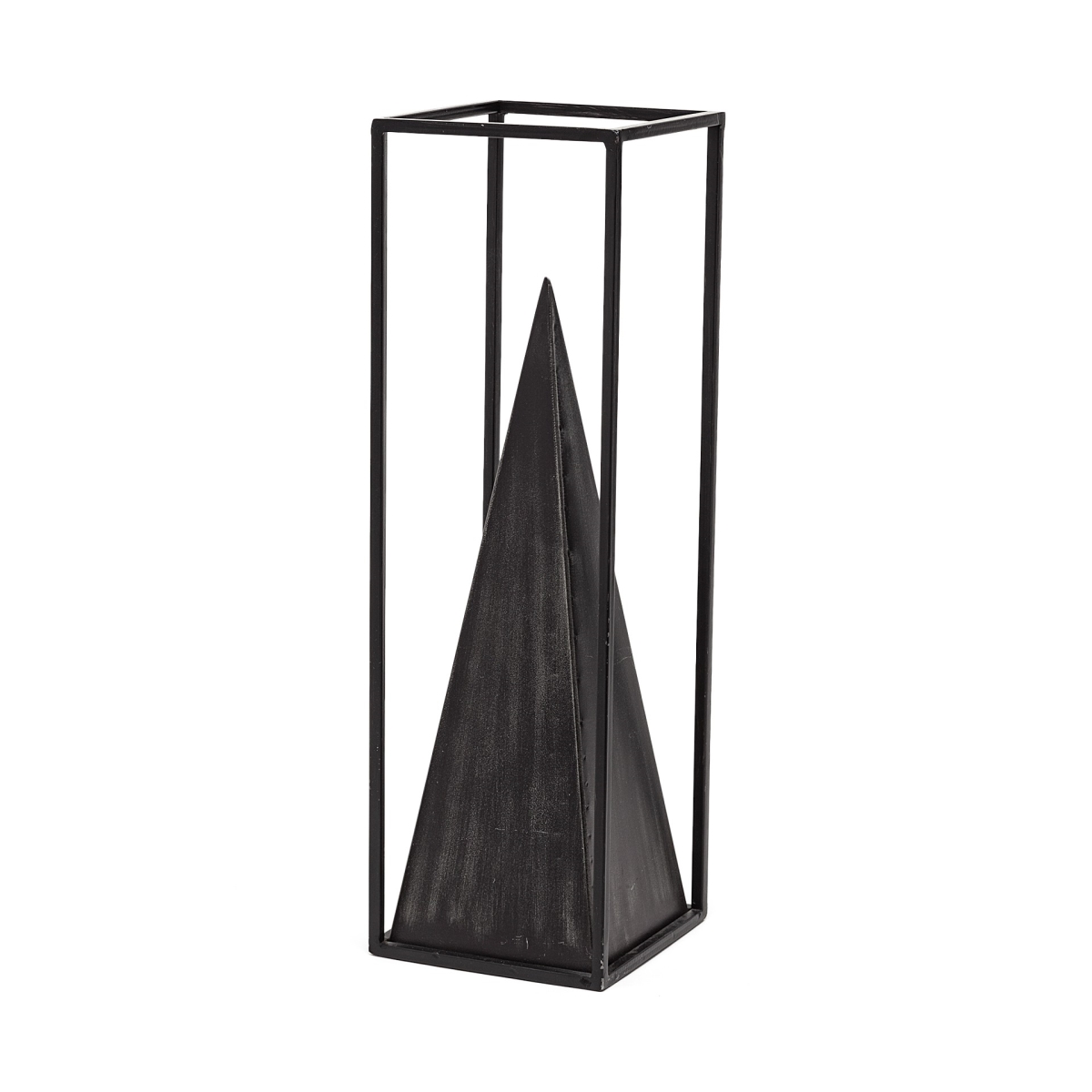 Metal Framed Pyramid Sculpture, Black