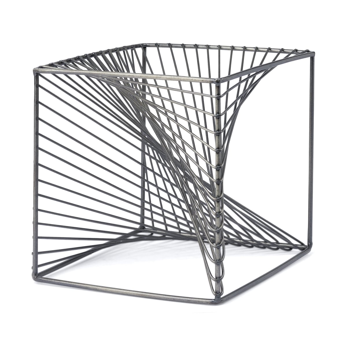 8 x 8 x 8 in. Contemporary Gray Metal Cubed Decor Piece