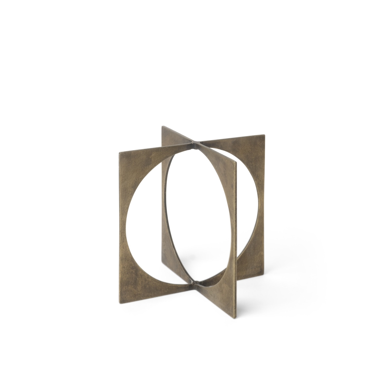 6 x 5 x 5 in. Burnished Metal Circle Square Sculpture, Gold