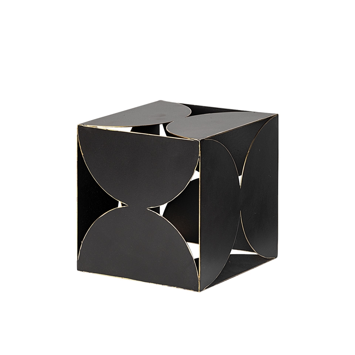 6 in. Contemporary Black Metal Geo Cube Sculpture