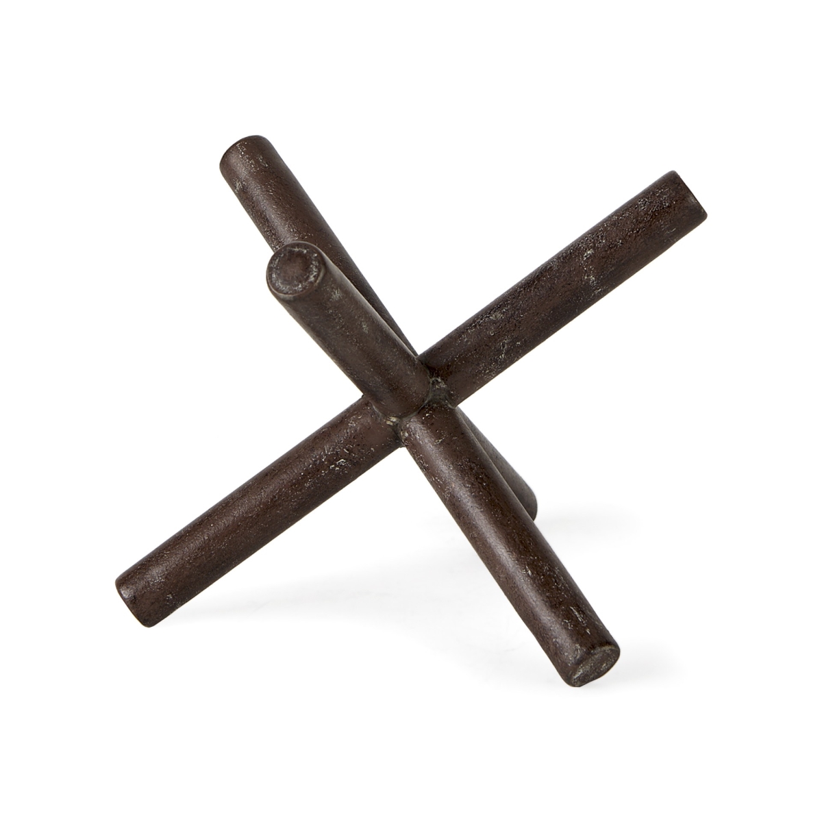 8 in. Rustic Brown Metal X Decorative Sculpture
