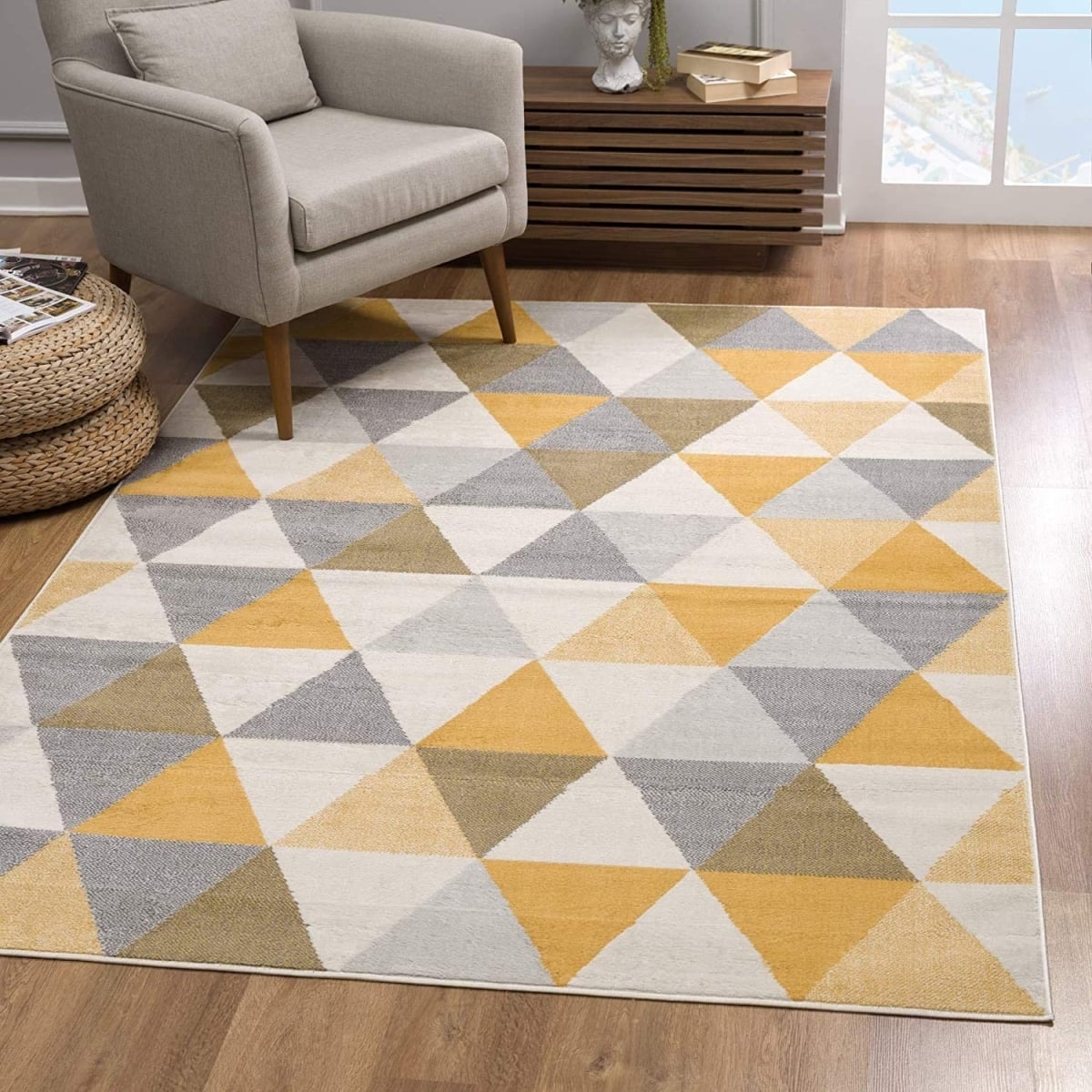 393040 7 x 10 ft. Yellow Triangular Lattice Area Rug