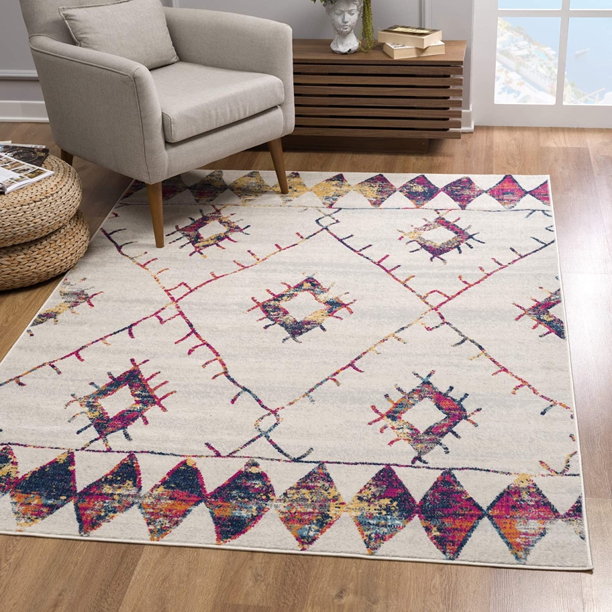 2 x 4 ft. White Berber Pattern Area Rug - White - 2' x 4'