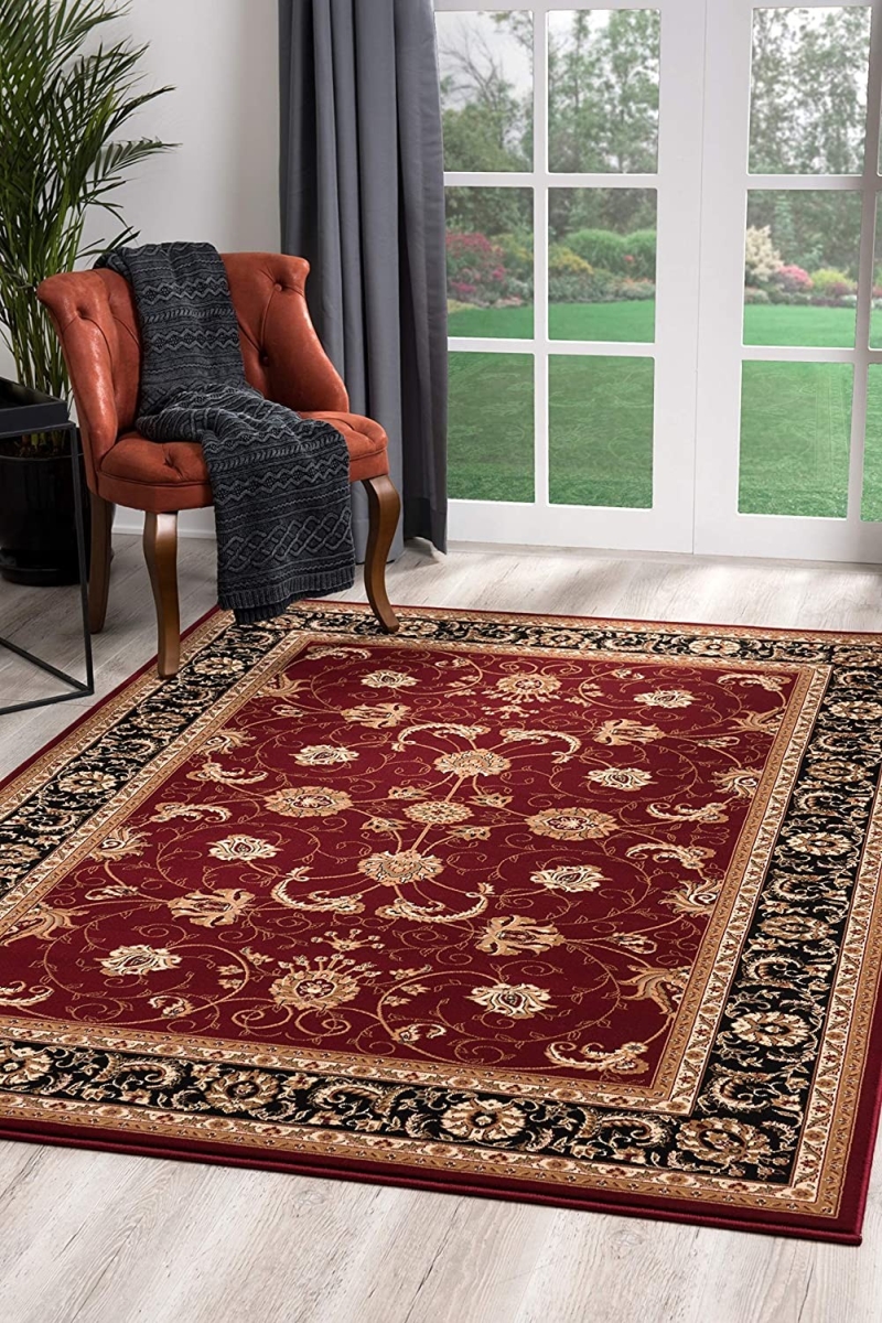 8 x 11 ft. Red & Black Ornamental Area Rug