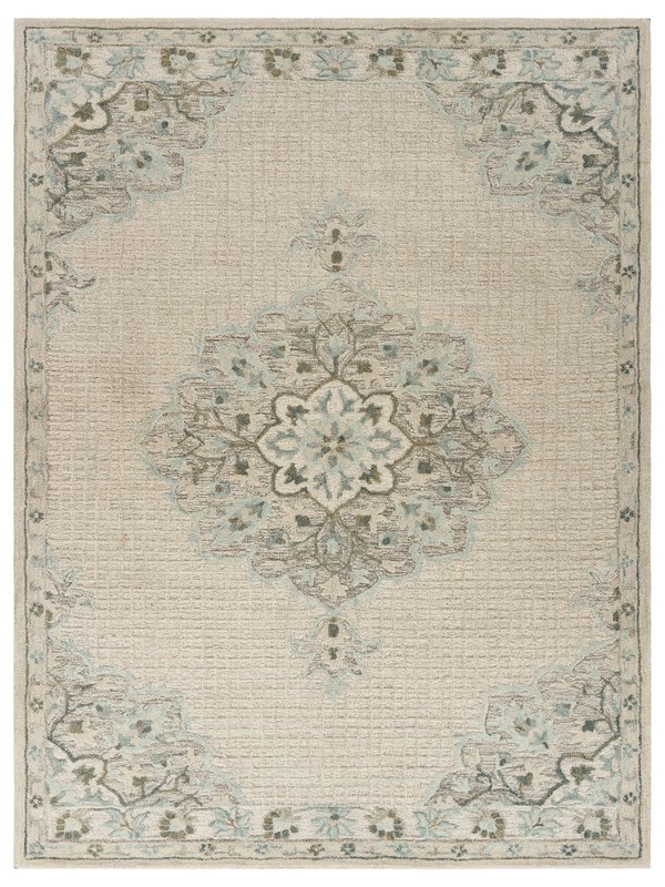 395931 9 x 12 ft. Ivory Distressed Floral Area Rug