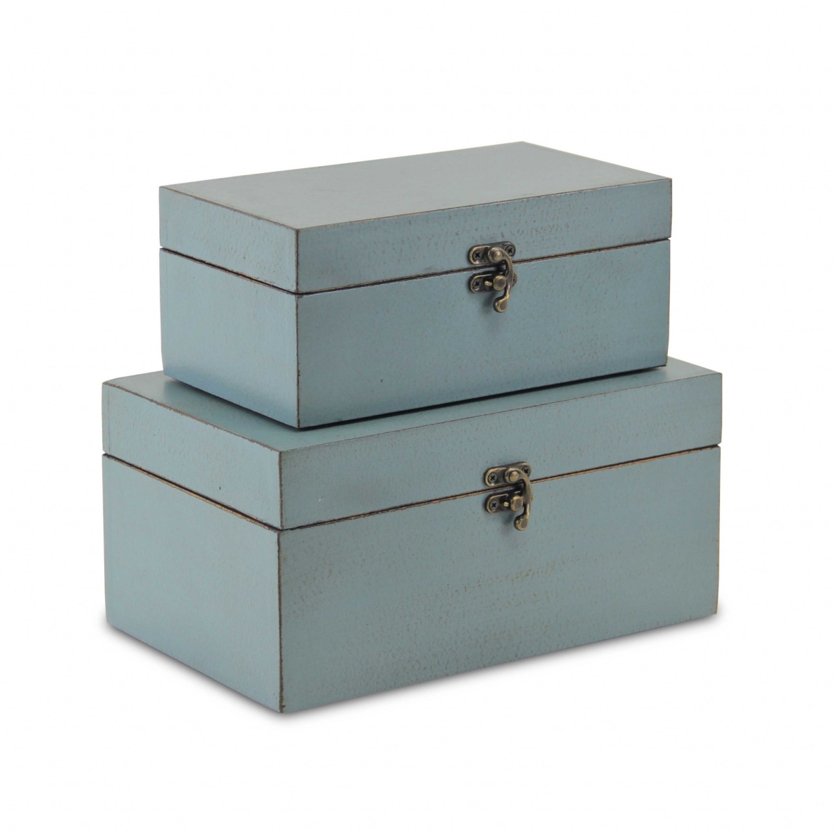 Picture of Homeroots 399678 Wooden Storage Boxes&#44; Pale Blue - Set of 2