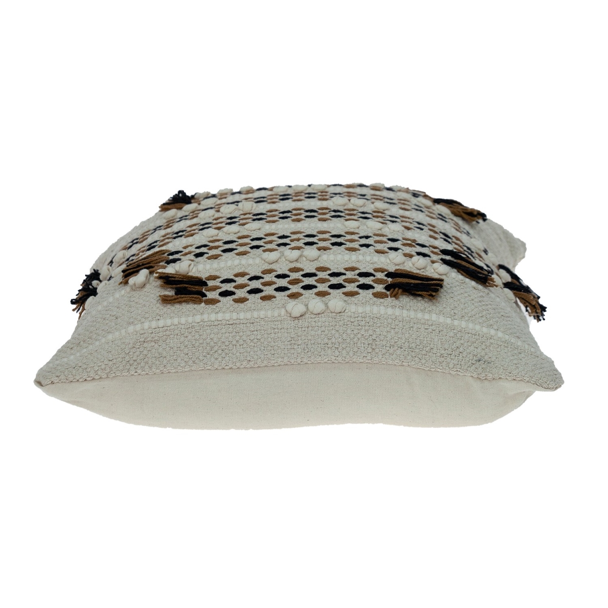 17.72 x 17.72 x 4 in. Creamy & Beige Textured Throw Pillow