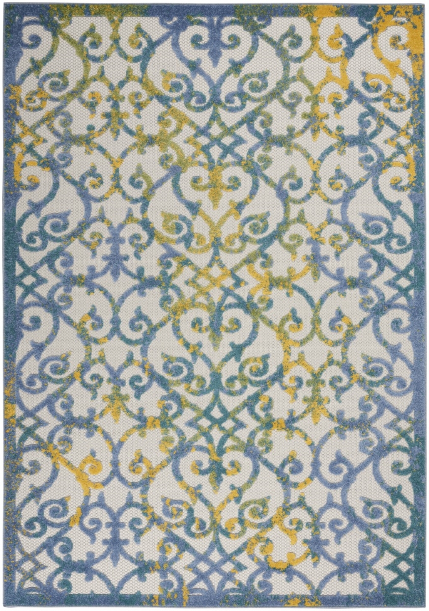 4 x 6 ft. Ivory & Blue Indoor & Outdoor Area Rug