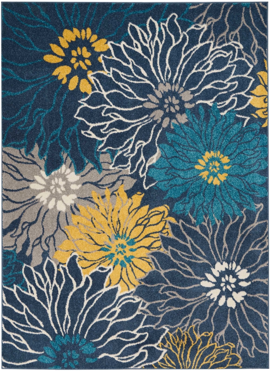 5 x 7 ft. Blue Tropical Flower Area Rug