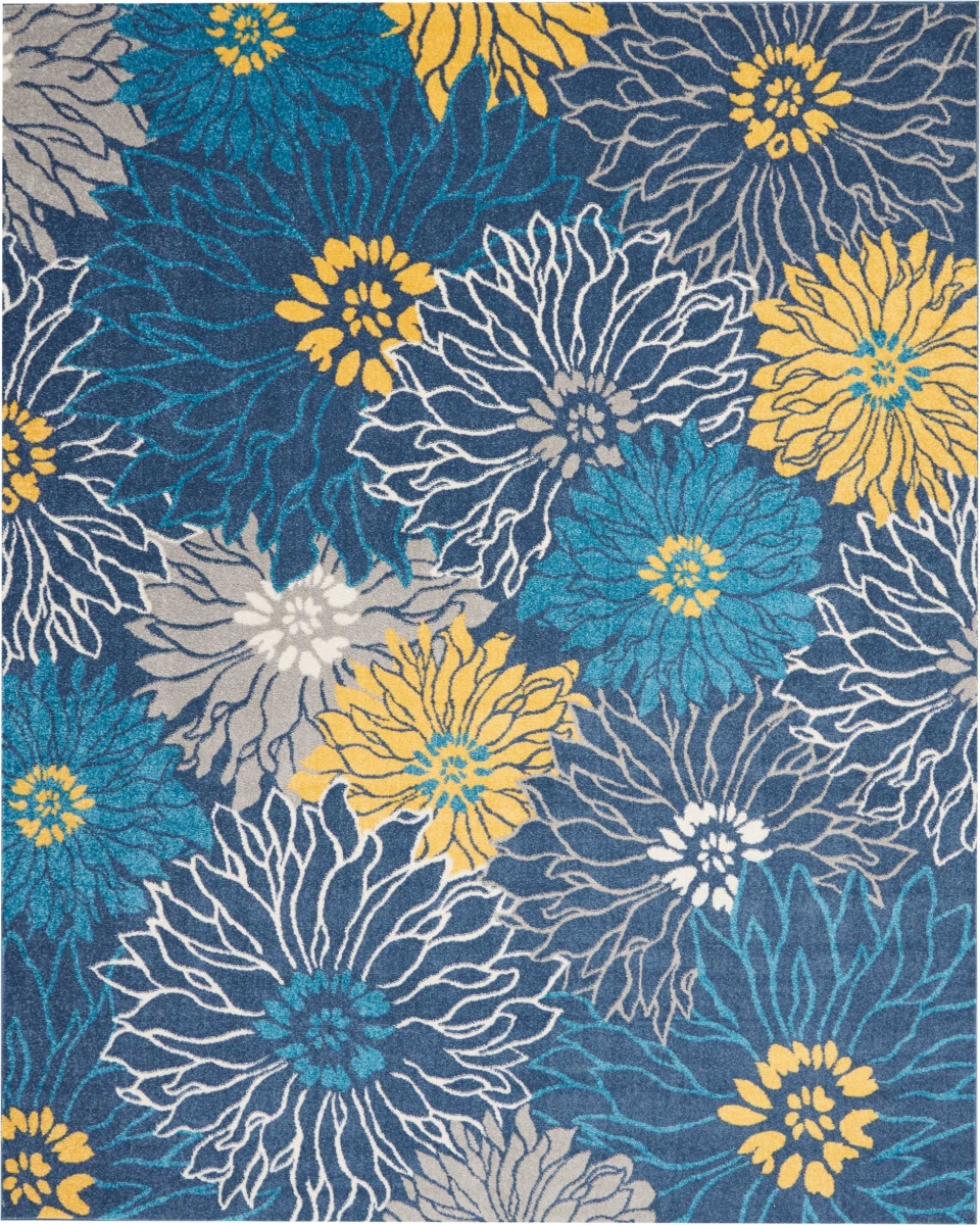Blue Tropical Flower Area Rug - 8' x 10'