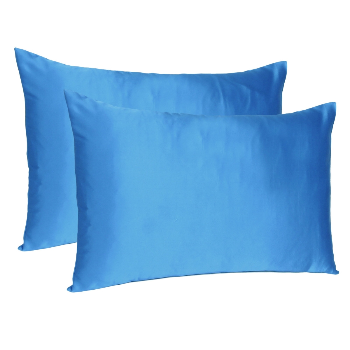 20 x 30 in. Bright Blue Dreamy Silky Satin Queen Size Pillowcases