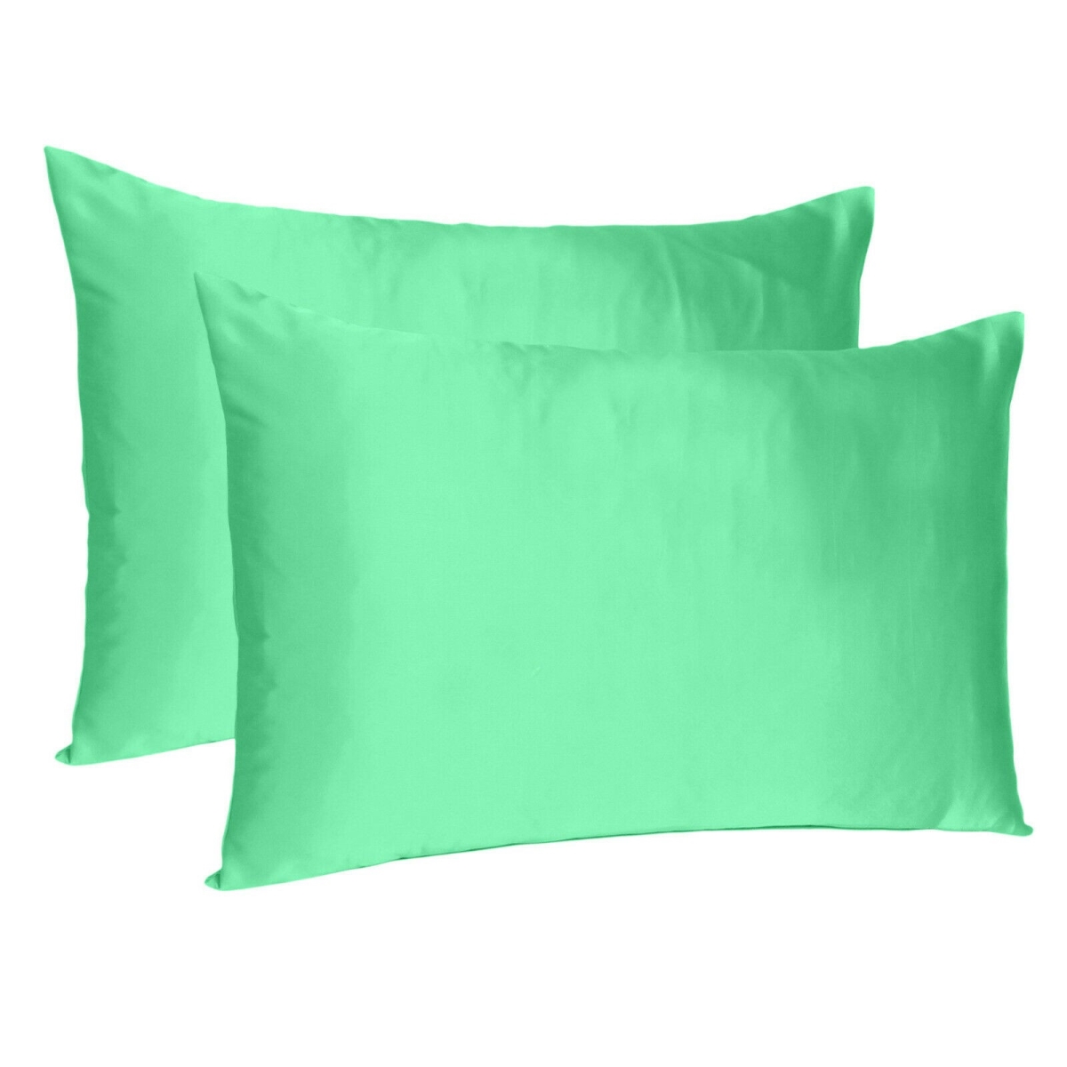 20 x 30 in. Green Dreamy Silky Satin Queen Size Pillowcases