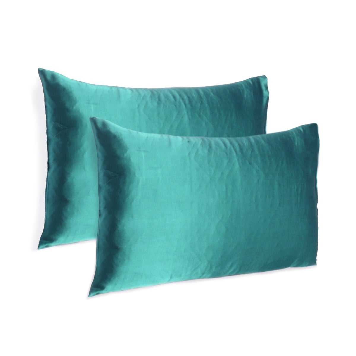 20 x 30 in. Teal Dreamy Silky Satin Queen Size Pillowcases
