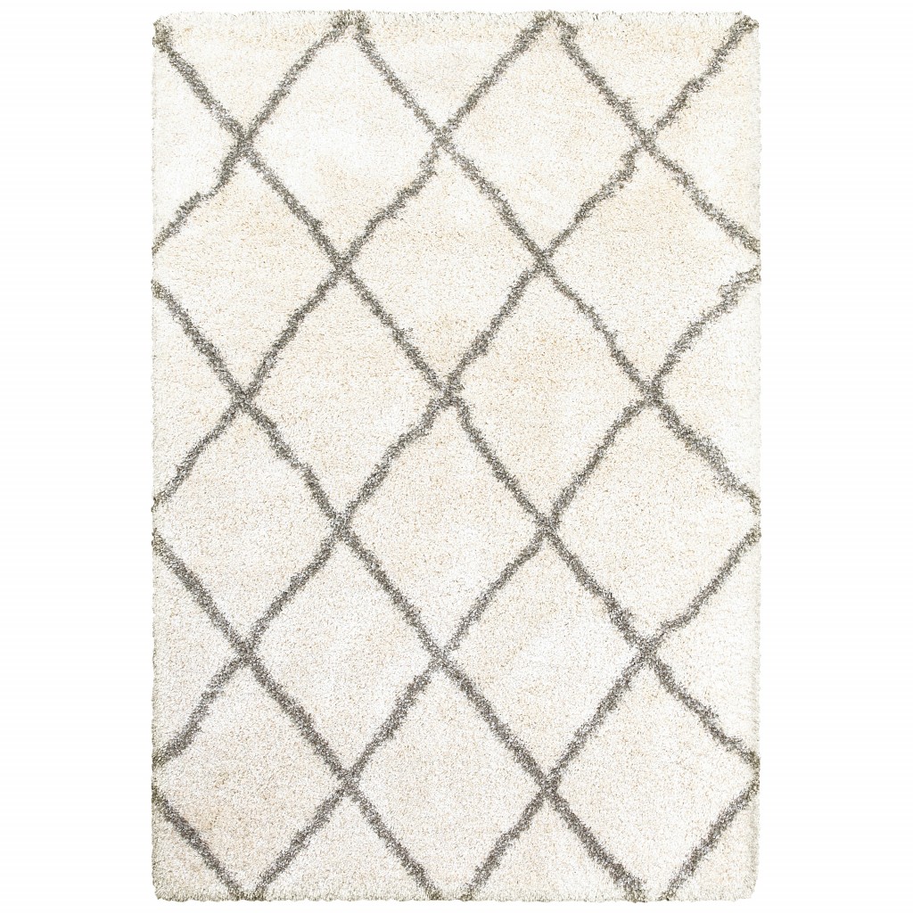 2 x 3 ft. Geometric Lattice Scatter Rectangle Rug, Ivory & Grey