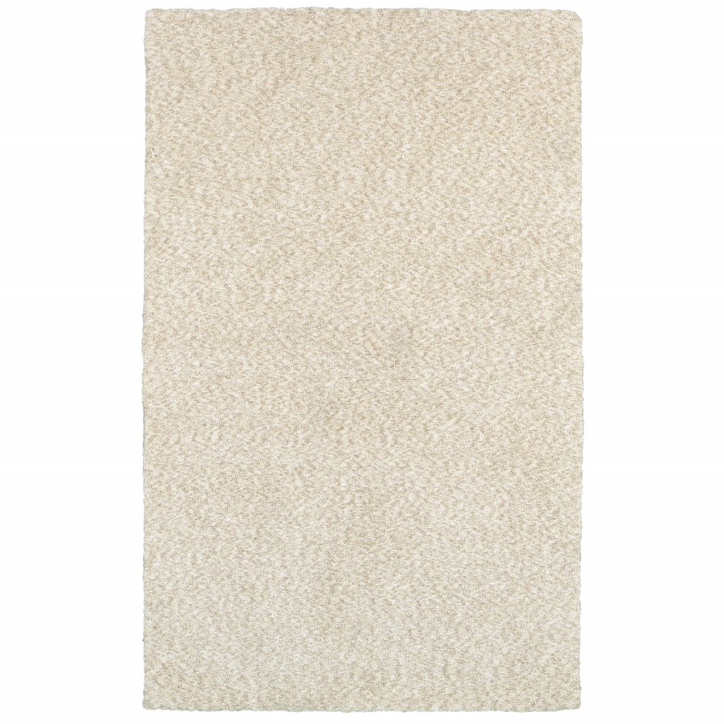 Modern Shag Indoor Rectangle Area Rug - Ivory - 5 x 7 in.
