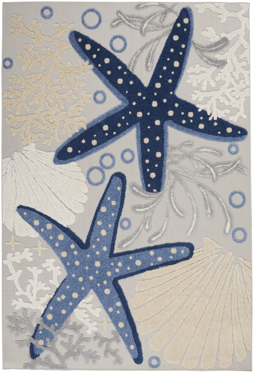 5 x 8 ft. Blue & Gray Indoor & Outdoor Area Rug