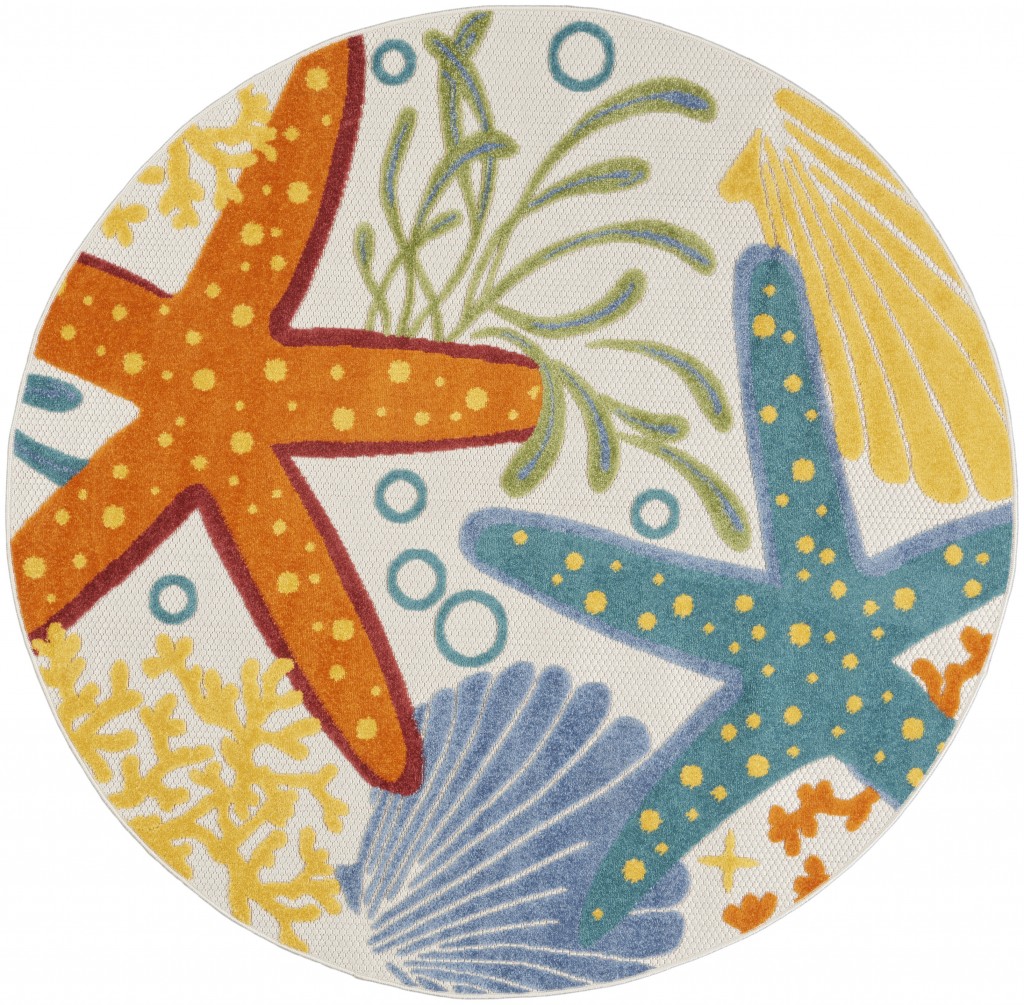 5 ft. Round Multi Color Indoor & Outdoor Area Rug