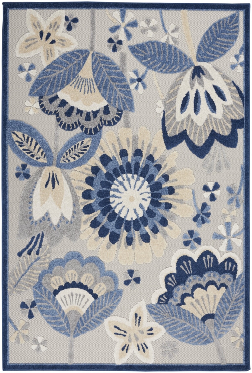 5 x 7 ft. Blue & Gray Indoor & Outdoor Area Rug