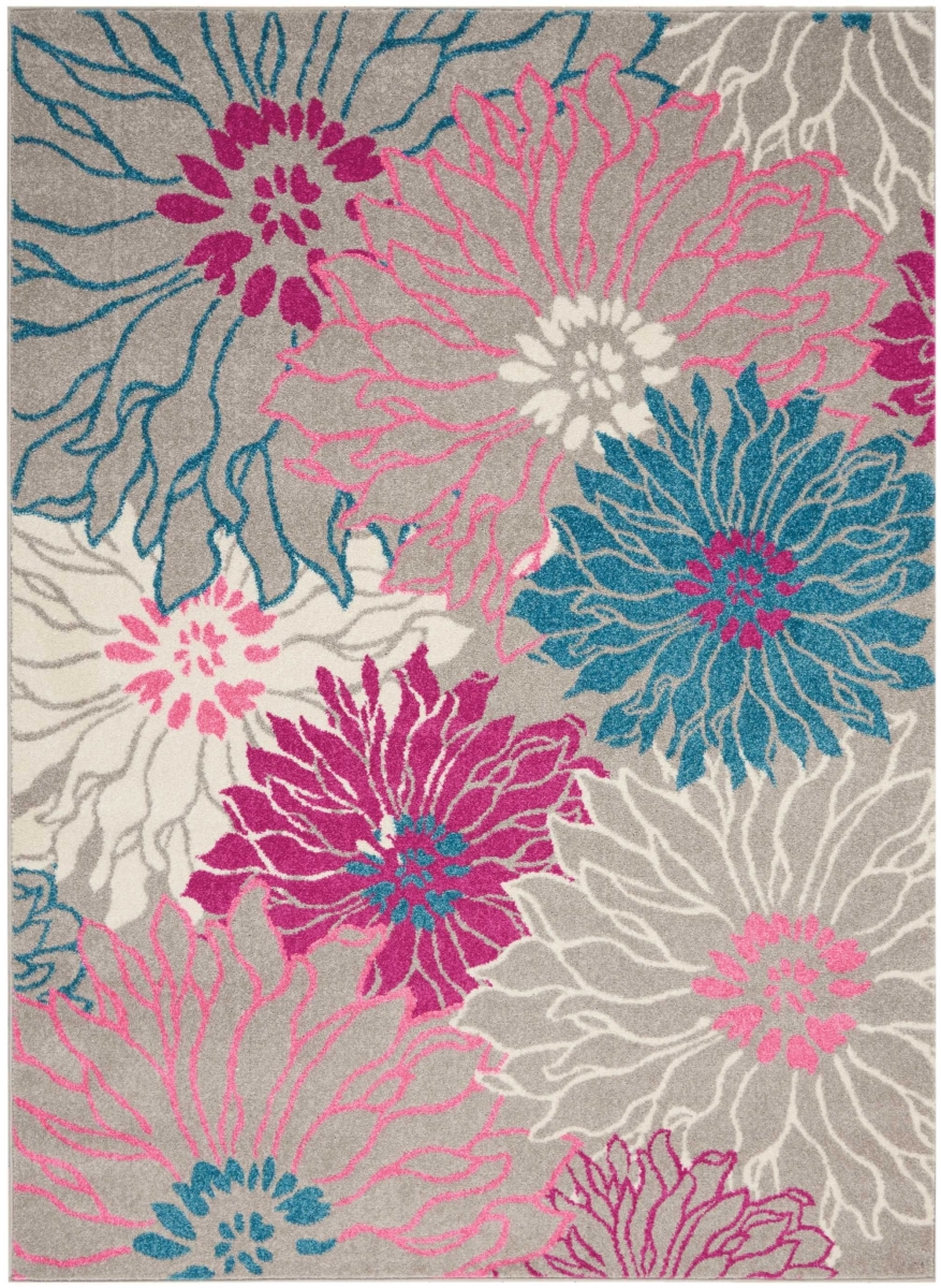 385425 5 x 7 ft. Gray & Pink Tropical Flower Area Rug