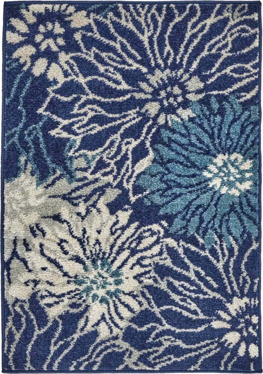 385430 2 x 3 ft. Navy & Ivory Floral Scatter Area Rug