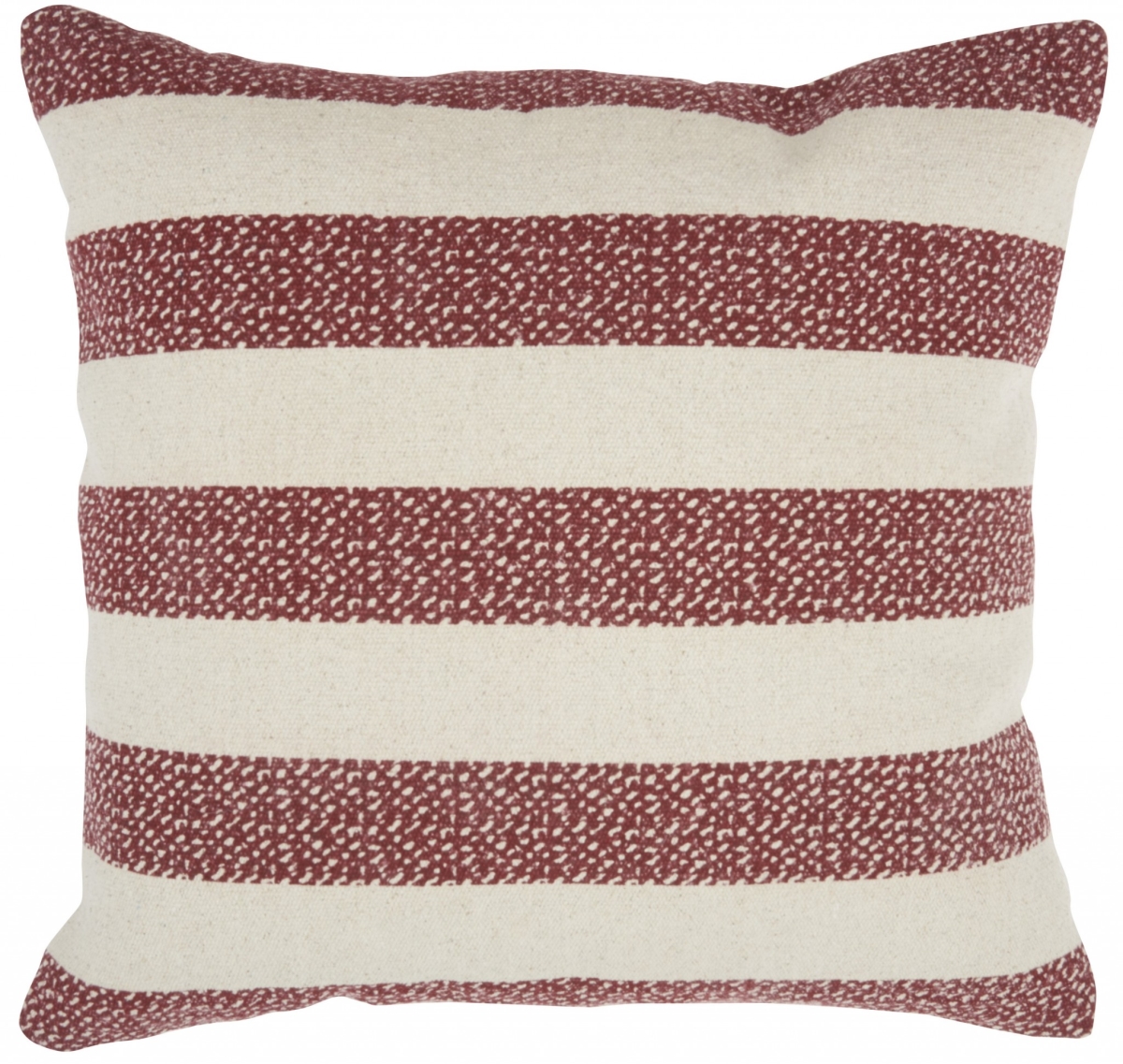 Picture of HomeRoots 386093 20 x 20 in. Stripes Throw Pillow&#44; Red & Ivory