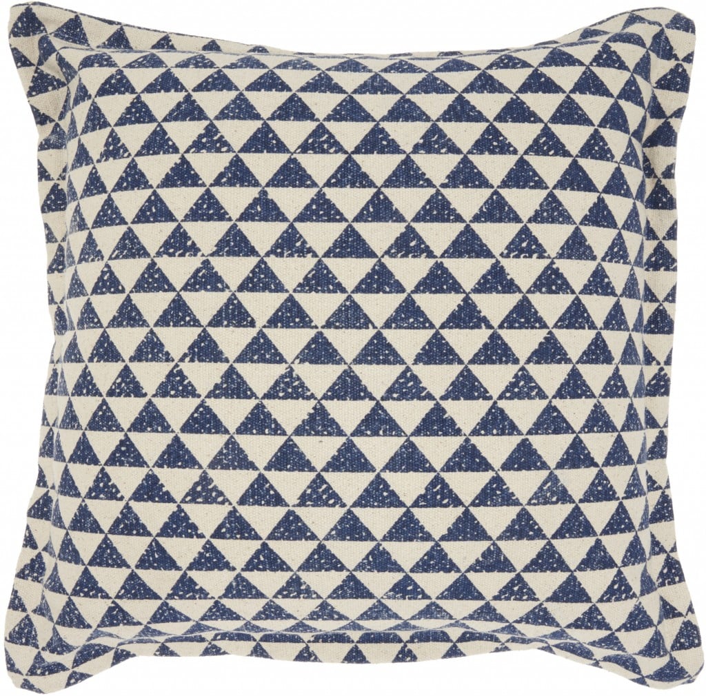 20 x 20 in. Indigo & Ivory Triangle Design Throw Pillow