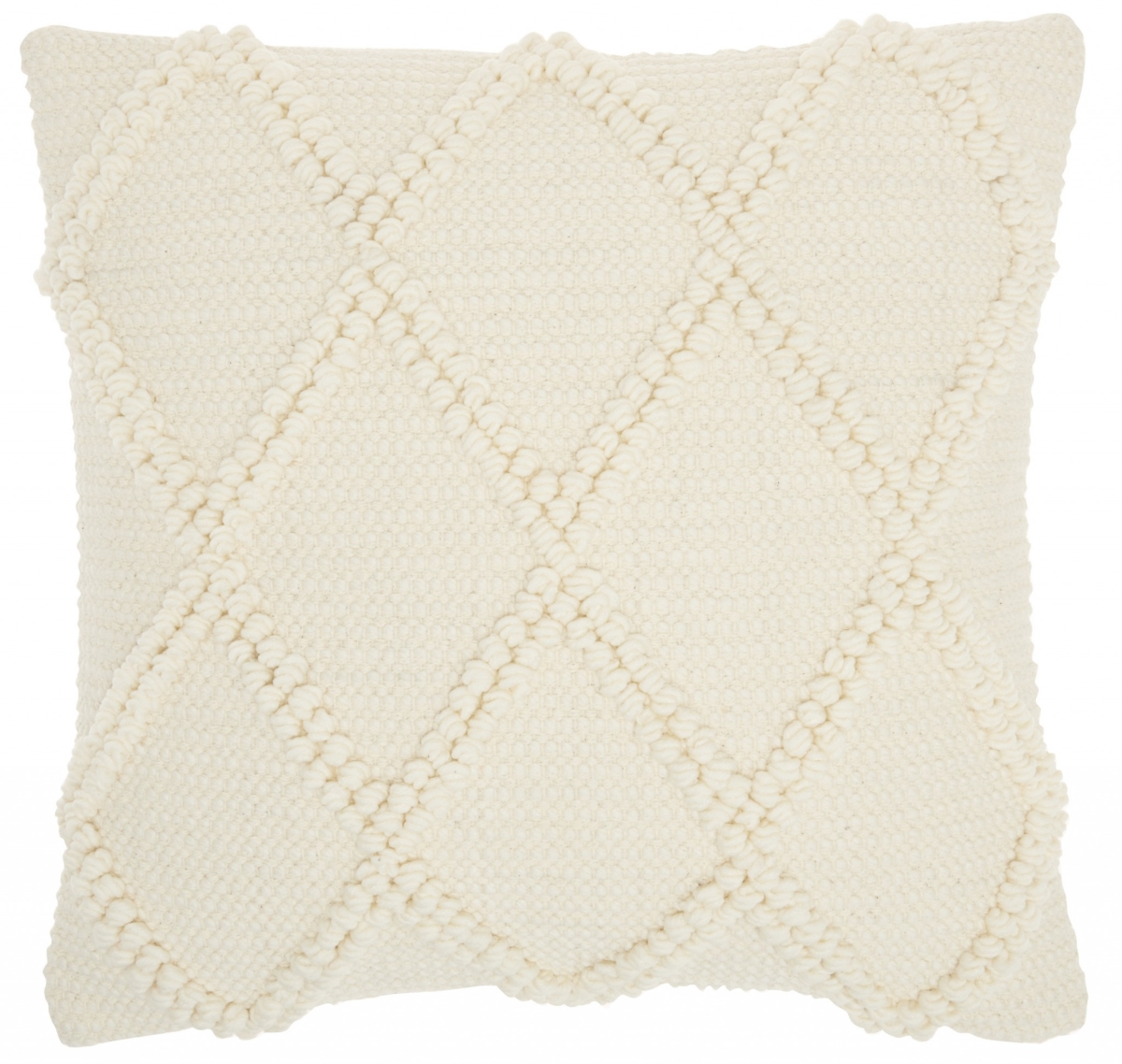 18 x 18 in. Ivory Textured Lattice Throw Pillow