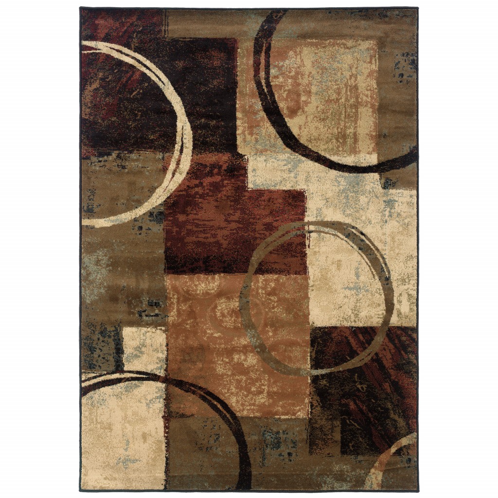 7 x 10 ft. Brown & Black Abstract Geometric Area Rug
