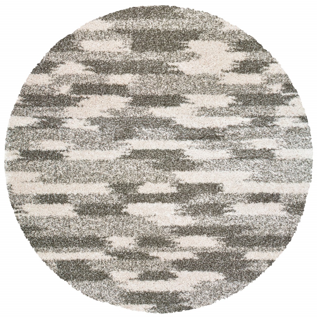 387987 8 in. Geometric Pattern Round Area Rug, Gray & Ivory