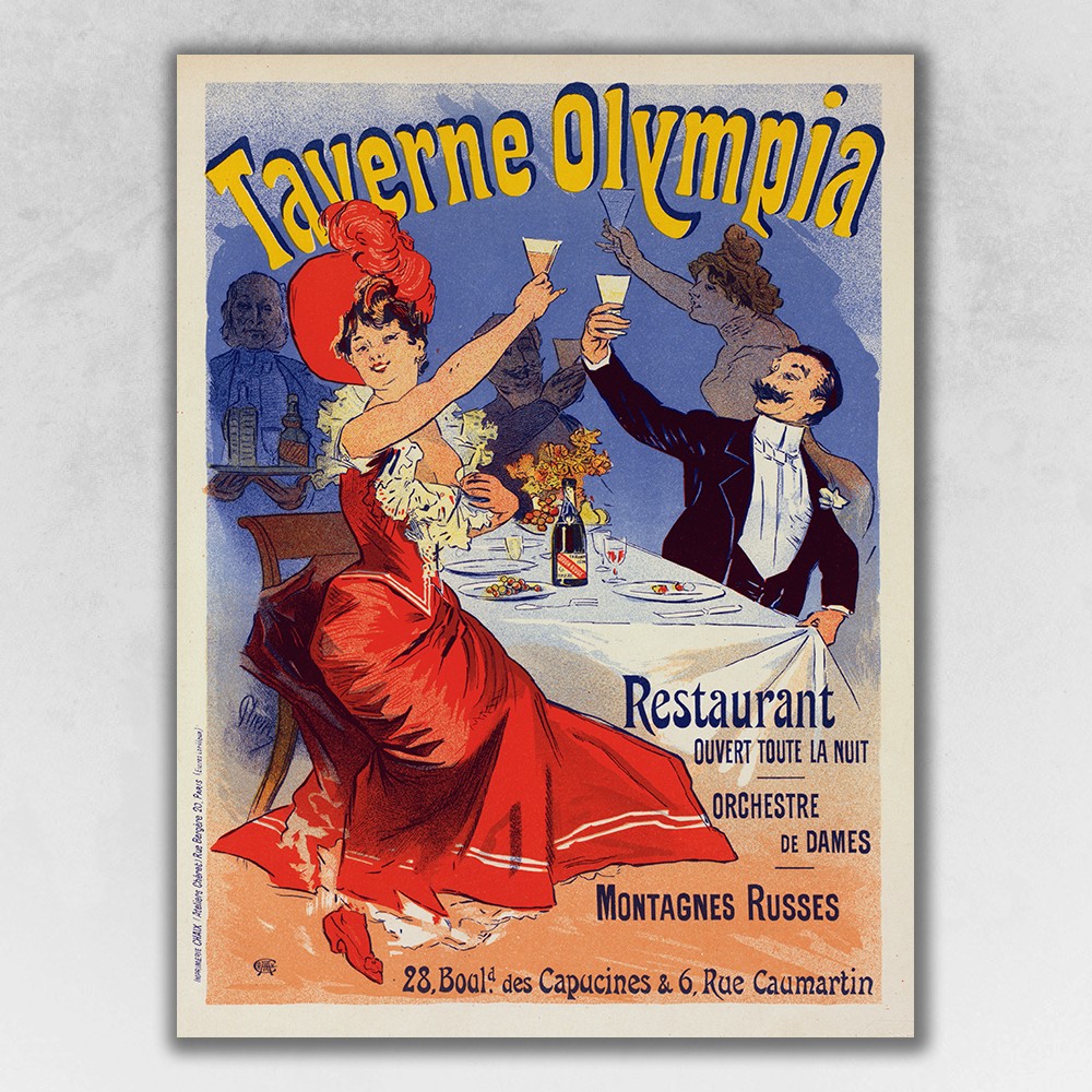 388260 20 x 28 in. Taverne Olympia French Restaraunt Multi Color Wall Art Print