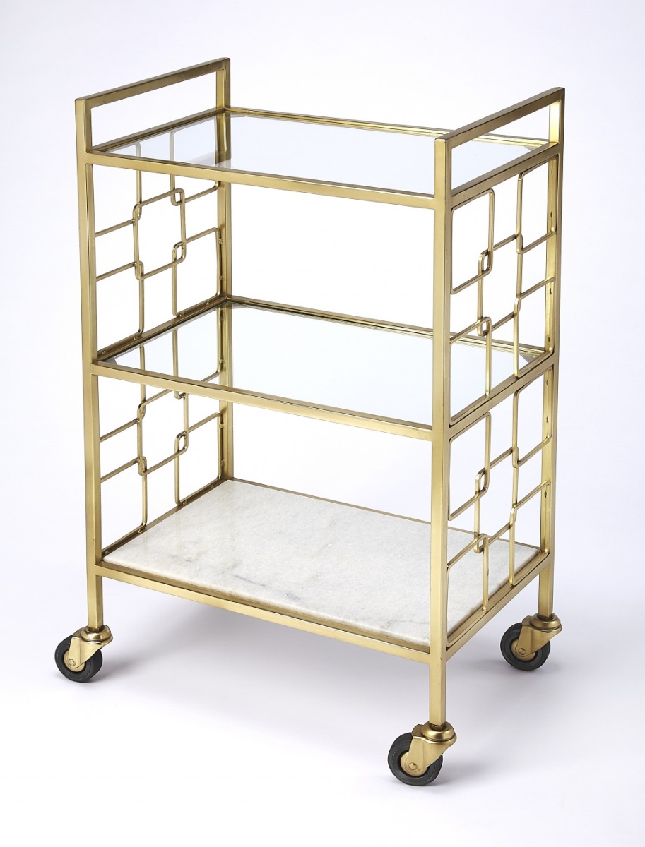 Picture of HomeRoots 388955 33.5 x 20.5 x 13 in. Polished Gold Bar Cart
