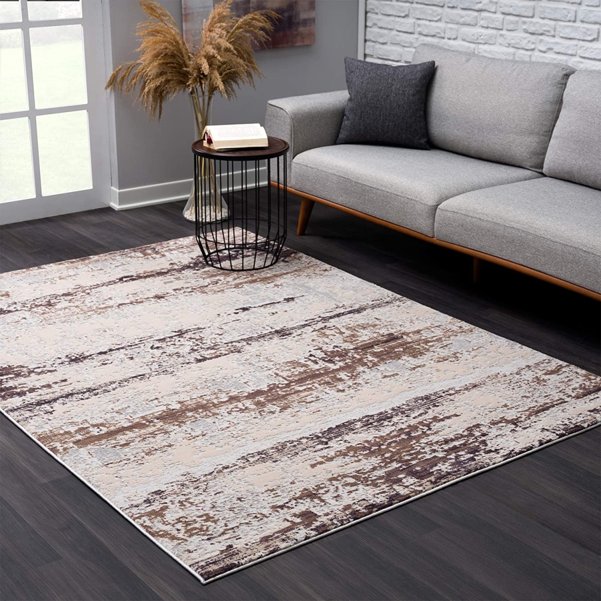390493 5 x 8 ft. Violet Abstract Striations Area Rug
