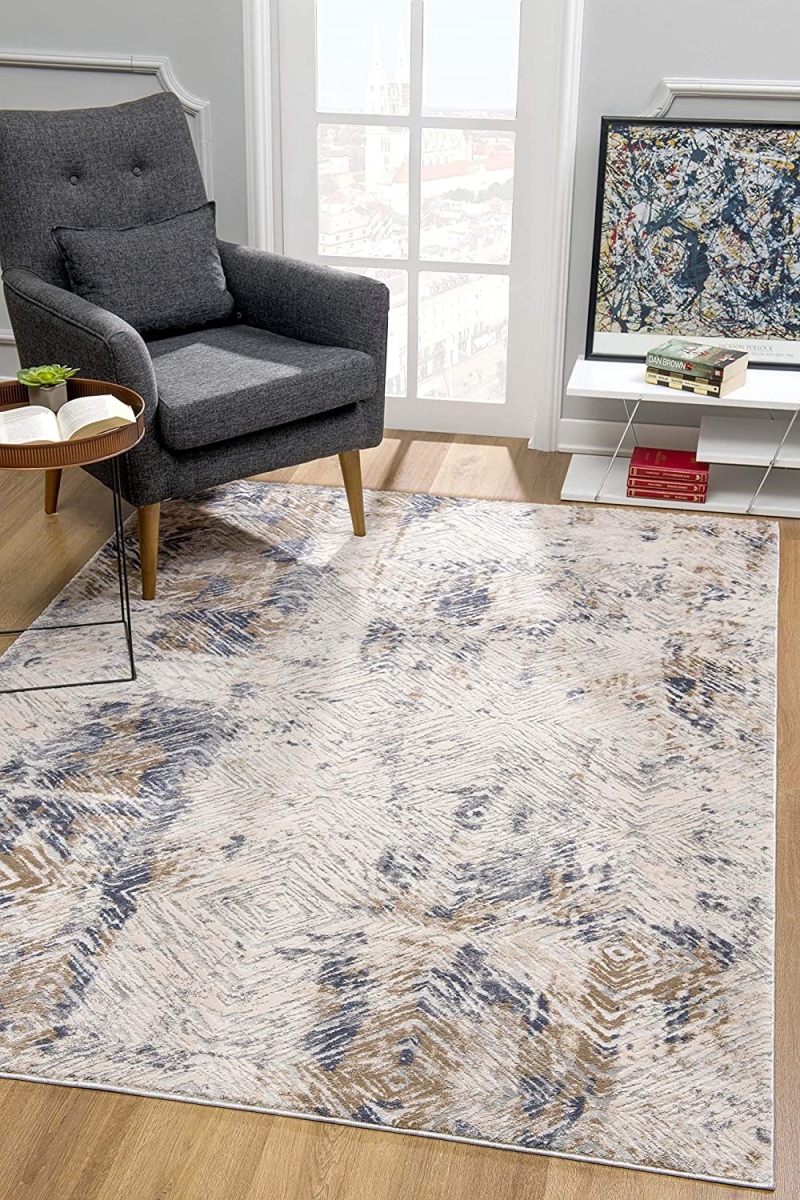5 x 8 ft. Ivory & Beige Abstract Diamonds Area Rug