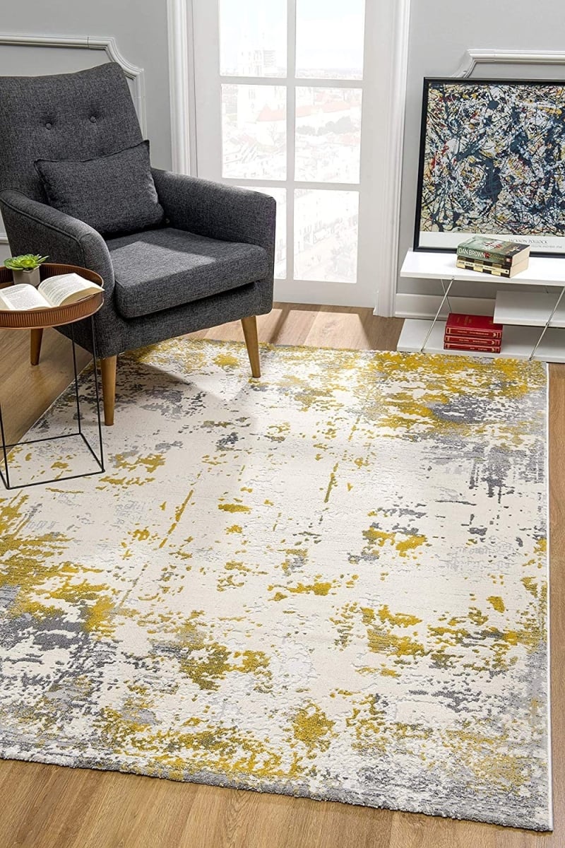 7 x 10 ft. Gold & Gray Abstract Area Rug