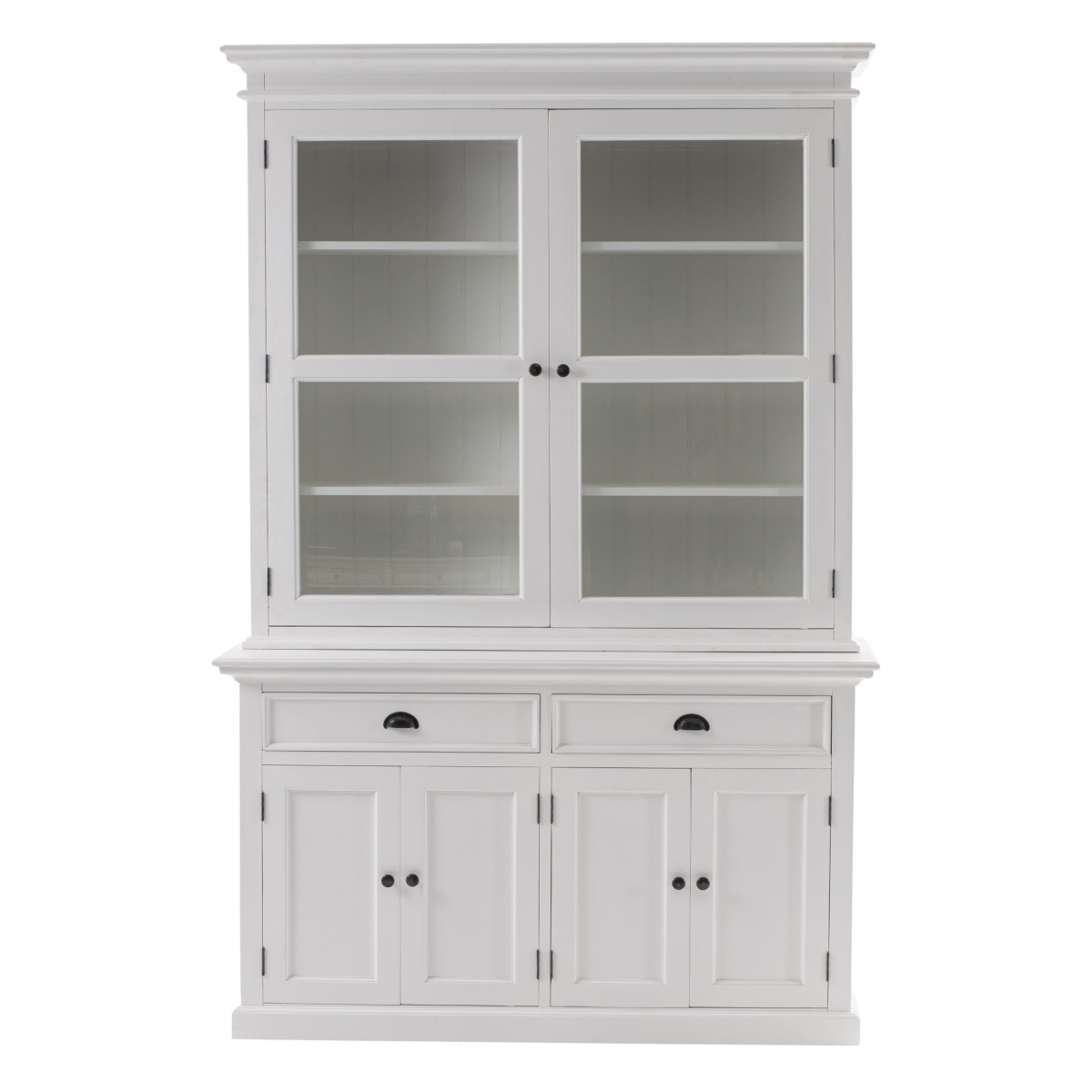 Picture of HomeRoots 397834 86.61 x 57.09 x 19.69 in. Classic White Glass Display Hutch