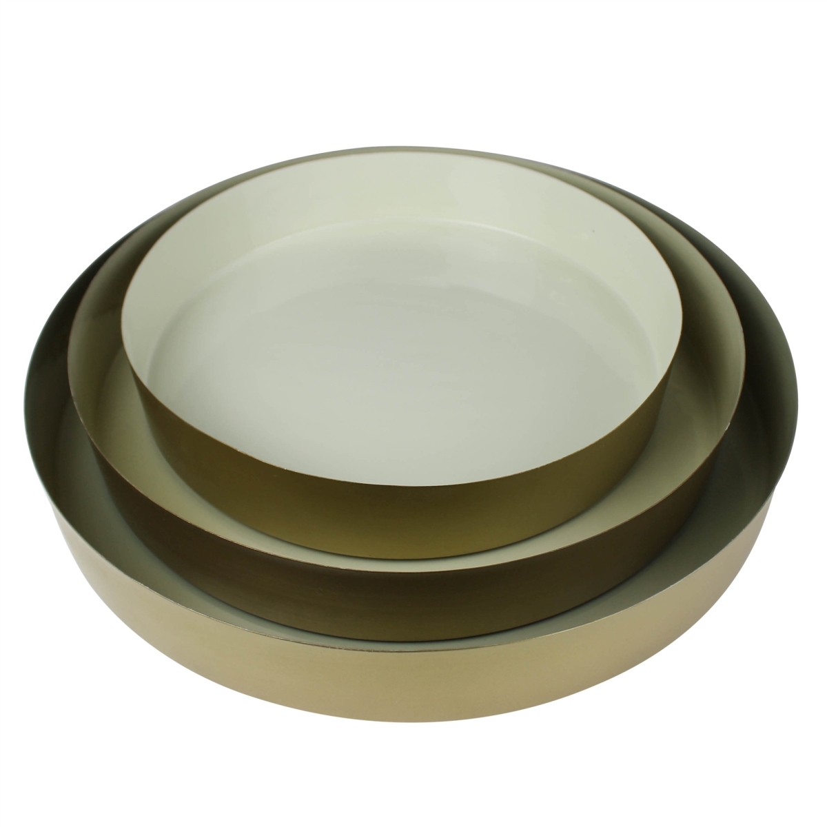 Picture of Homeroots Kitchen & Dining 397884 Metal Round Trays&#44; Gold & Beige - Set of 3