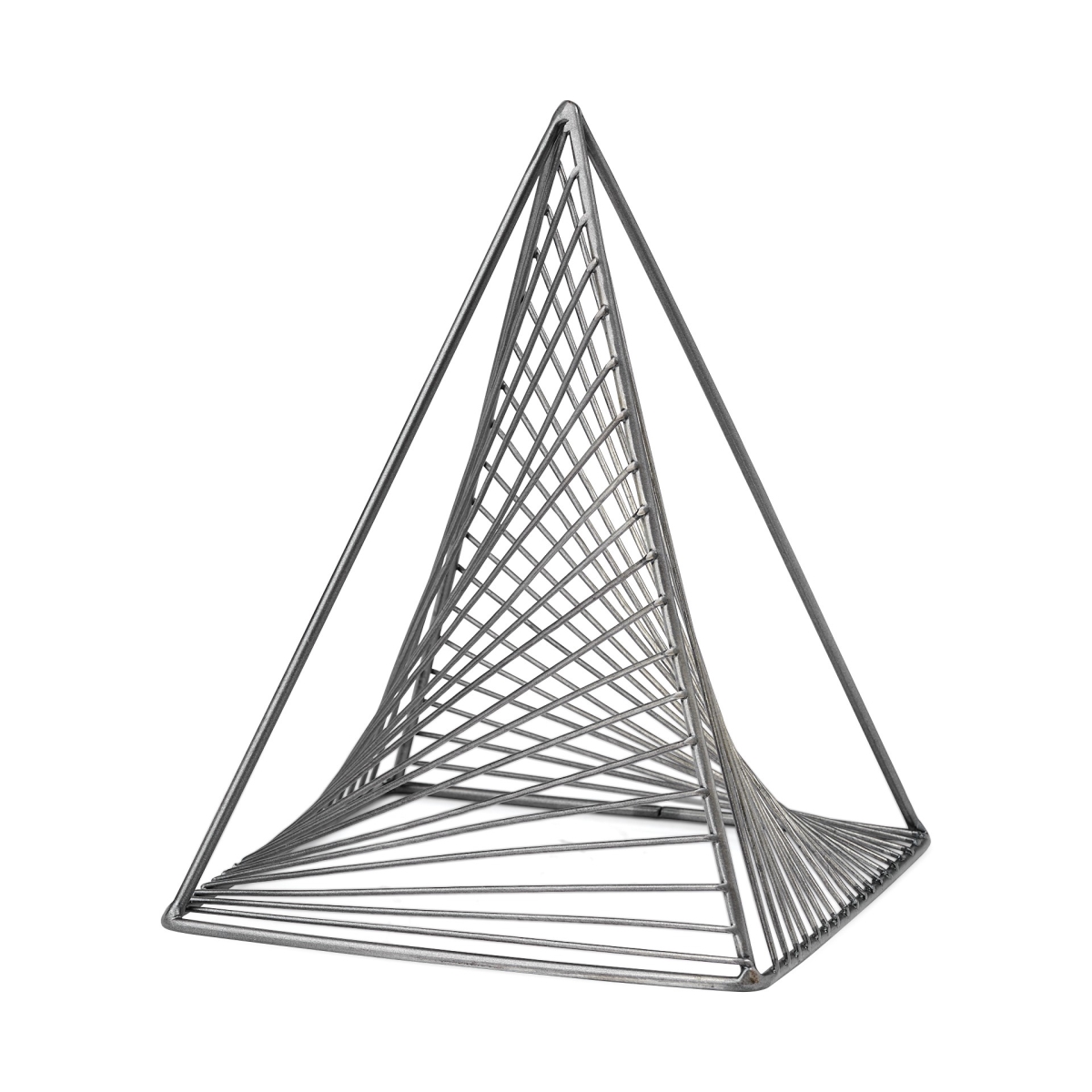 11 x 8 x 8 in. Contemporary Gray Metal Triangular Decor Piece
