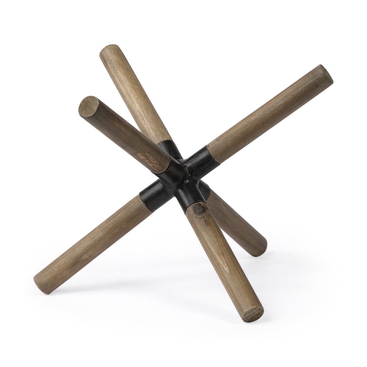 6 x 9 x 9 in. Wood & Metal Jack Shaped Decor Piece, Brown
