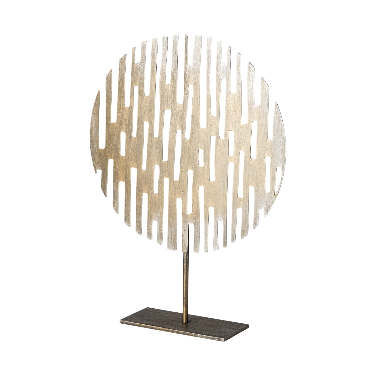 17 in. Contemporary Rustic Gold Flat Round Sculpture