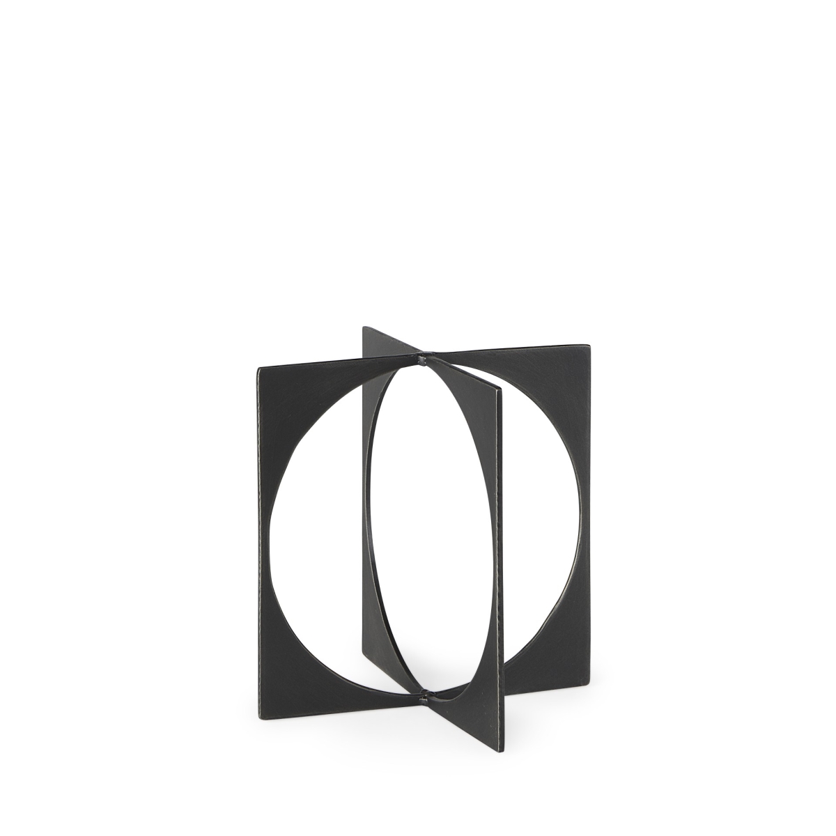 9 in. Charcoal Gray Metal Circle Square Sculpture