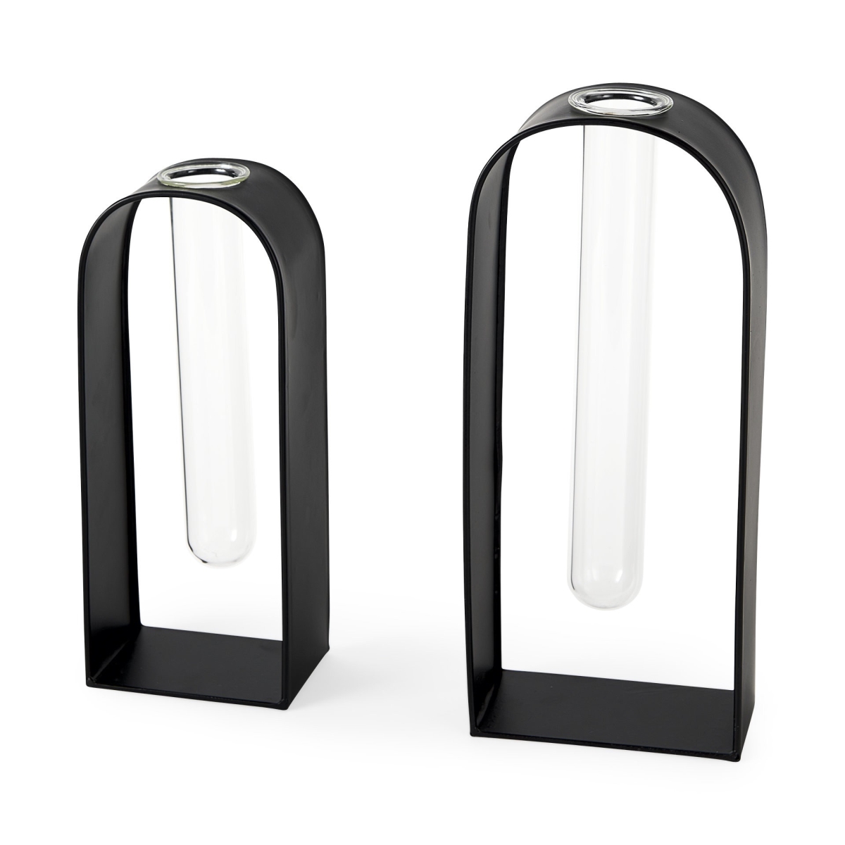 392534 Black Metal Test Tube Decor Pieces - Set of 2