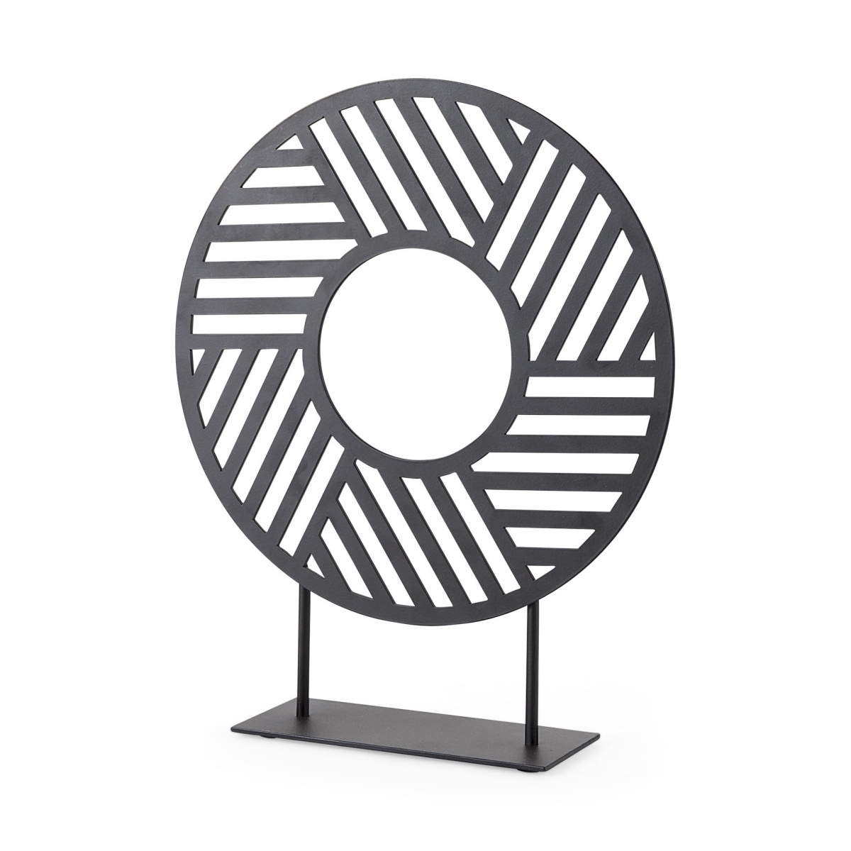 Metal Round Geometric Sculpture, Black
