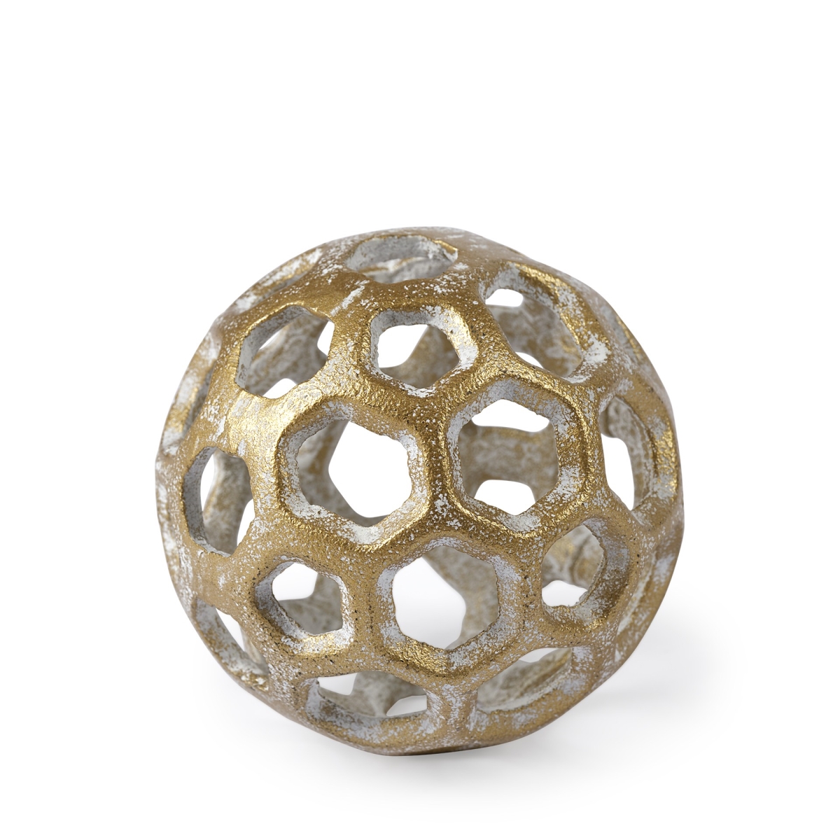 Petite Metal Hollow Orb Sculpture, Gold